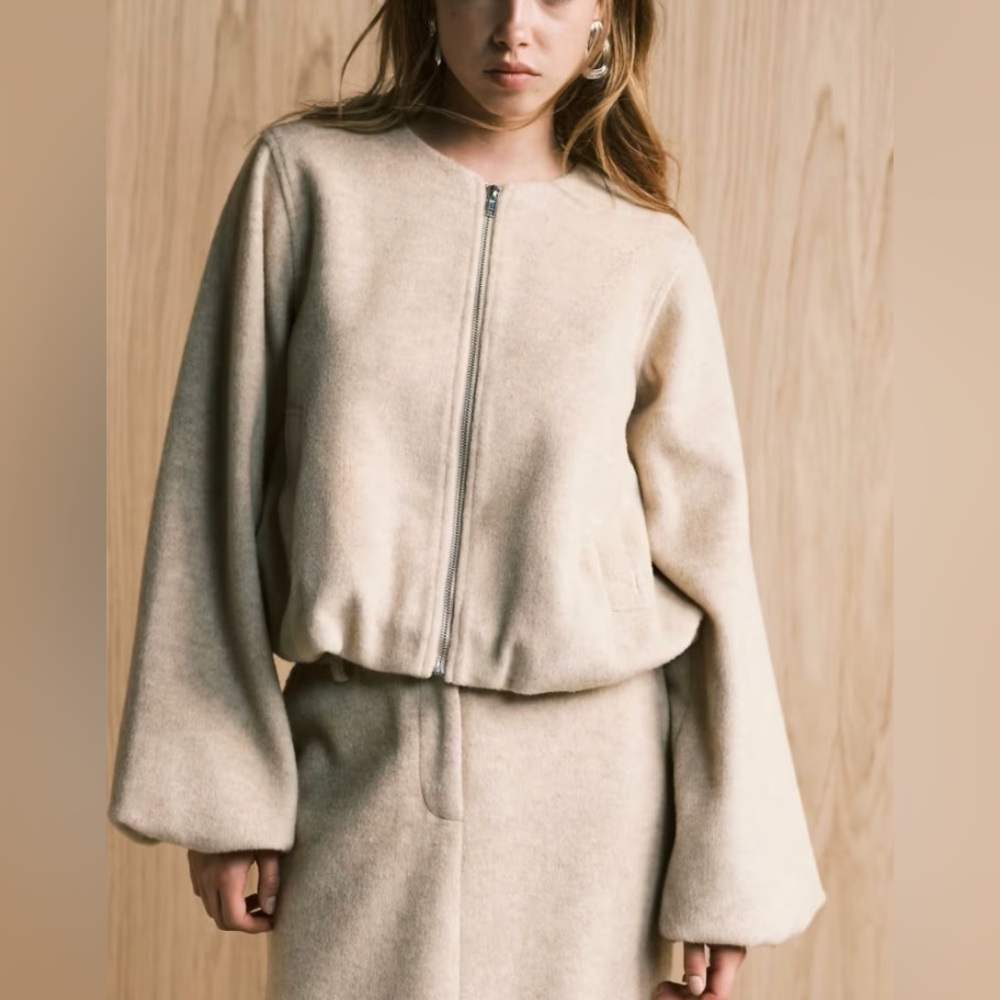 ASOS Beige Teddy Zip Jacket 4th and reckless